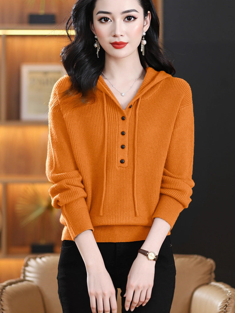 Womens Hooded Knitted Sweater