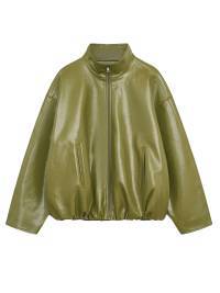 Retro Motorcycle Style Faux Leather Lapel Zipper Jacket