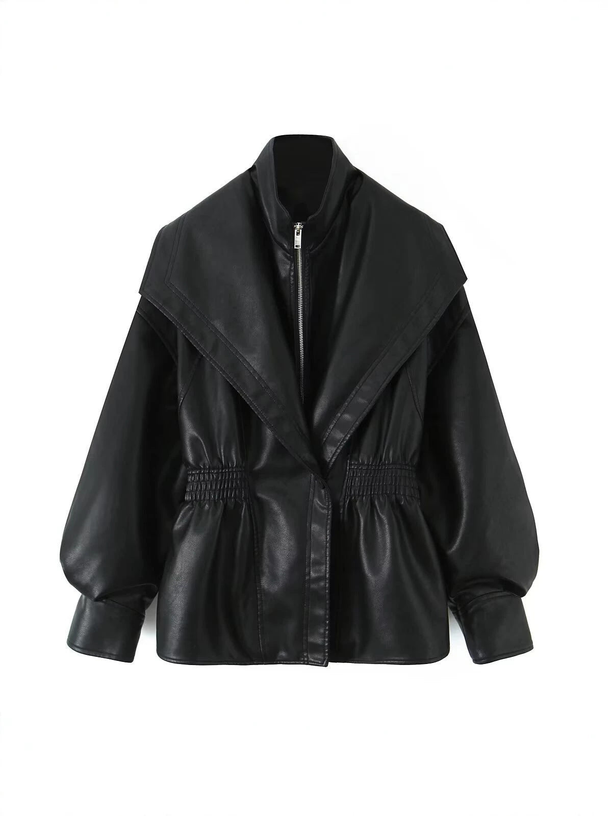 Fashion Turn-Down Collar Leather Jacket