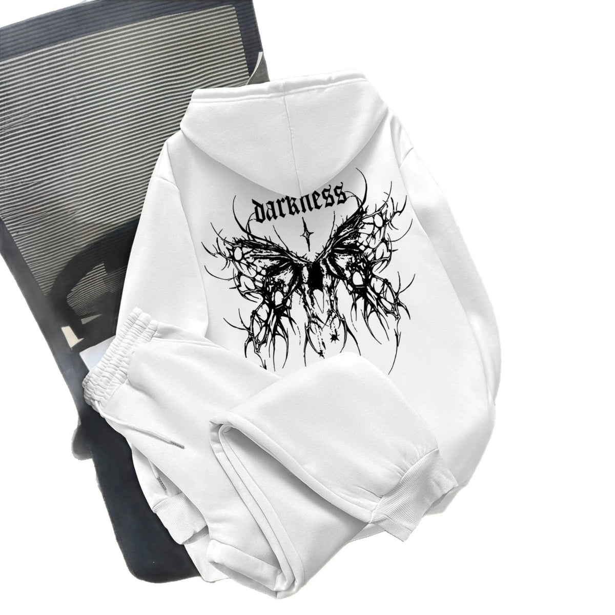 Gothic Print Hooded Sweatshirt