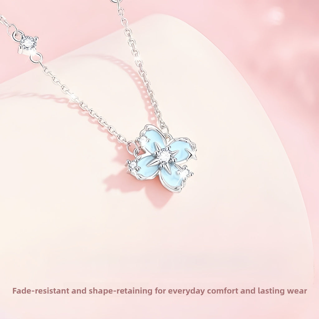 Fluorescent Starburst Four-Leaf Clover Necklace