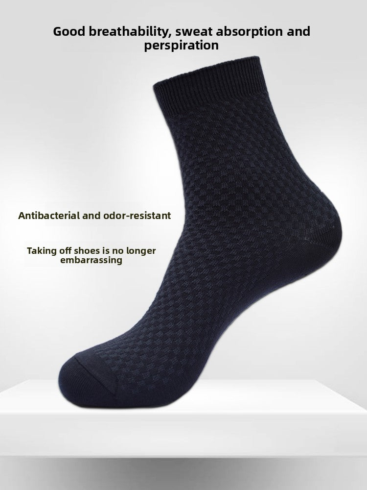 Bamboo Fiber Socks Men's Mid-Calf Socks Antibacterial Deodorant