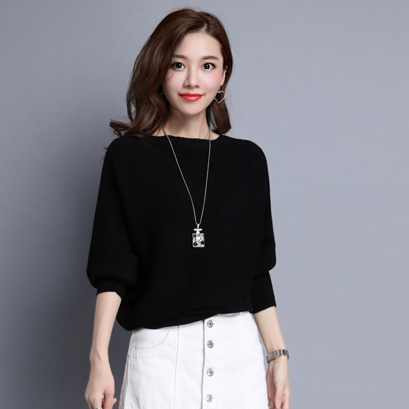 Solid Color Pullover Short Long Sleeve Knit Base Shirt