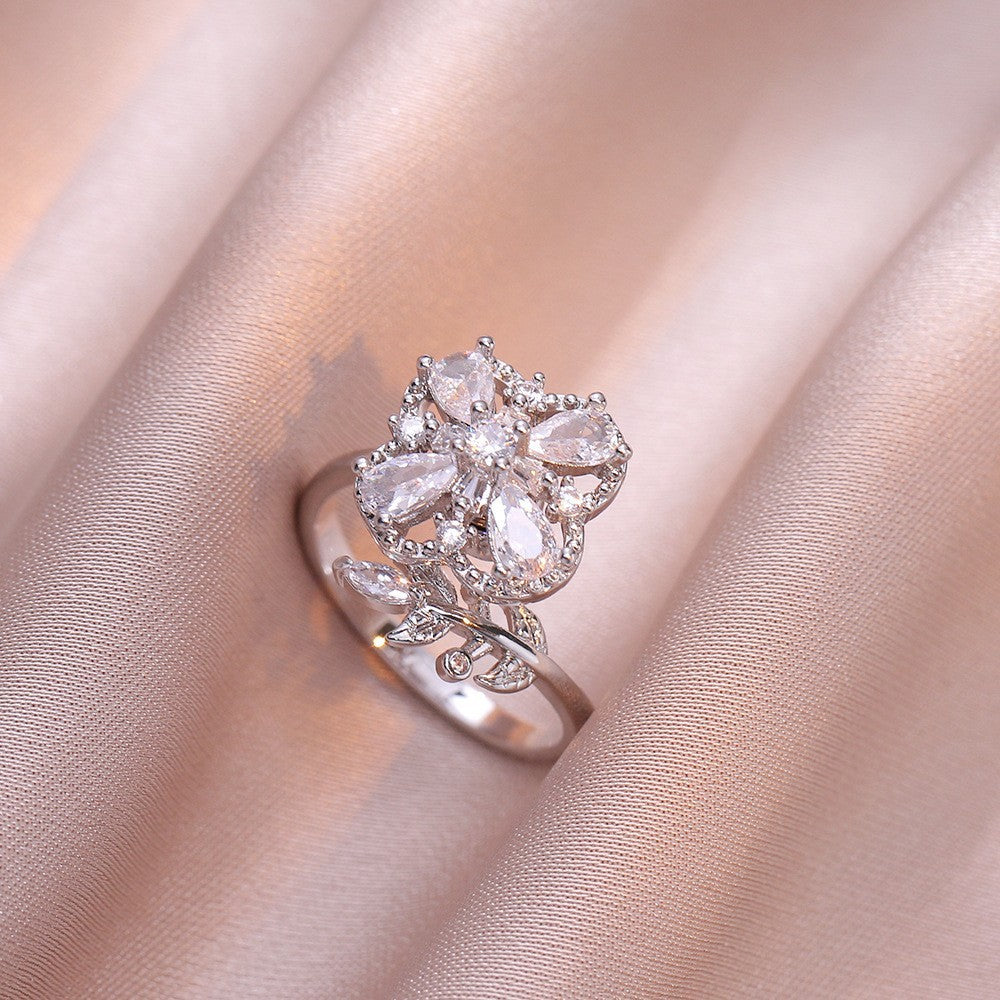 Adjustable Spinning Zircon Copper Ring
