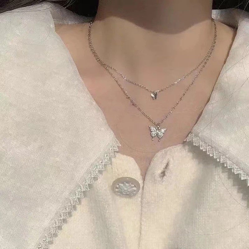 Retro Luxury Butterfly Pearl Pendant Necklace