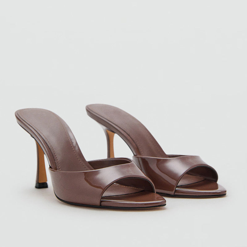 Patent Leather High-Heeled Sandals