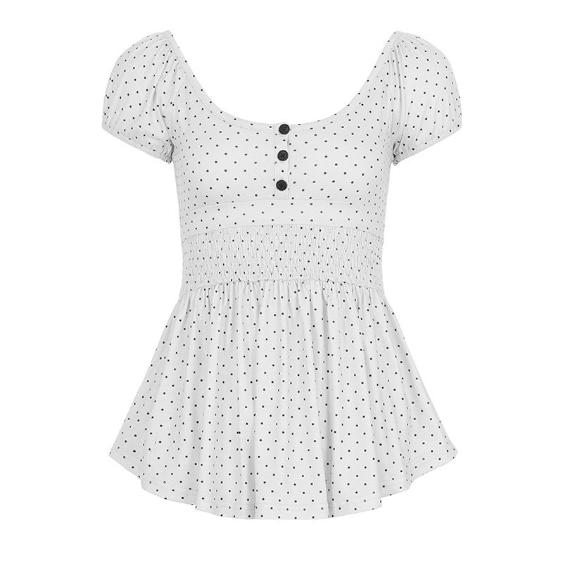 Lady's dotted print T-shirt