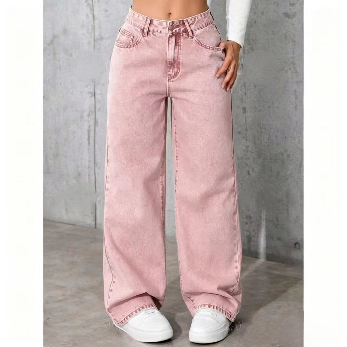 Womens High Waist Straight Leg Trousers