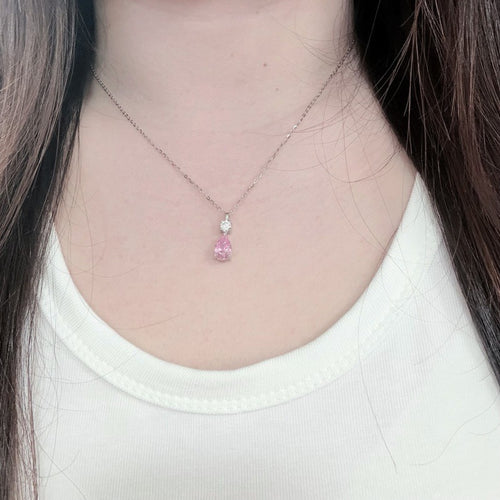 925 Sterling Silver Powder Diamond Teardrop Necklace for Women