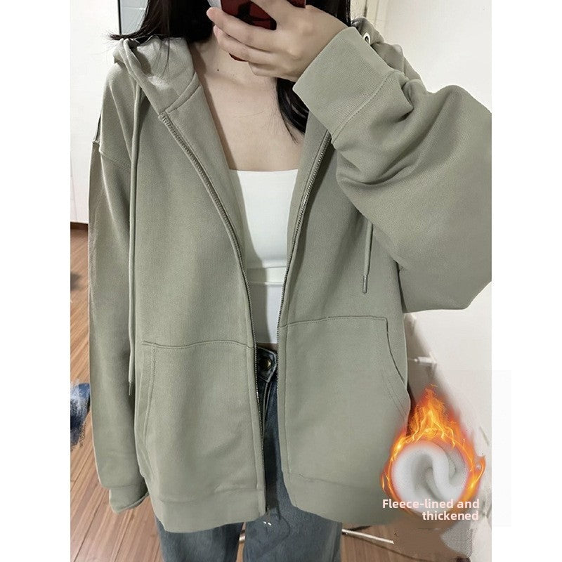 Womens Loose Fit Hooded Jacket