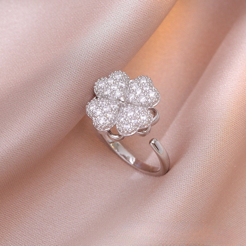 Adjustable Spinning Zircon Copper Ring
