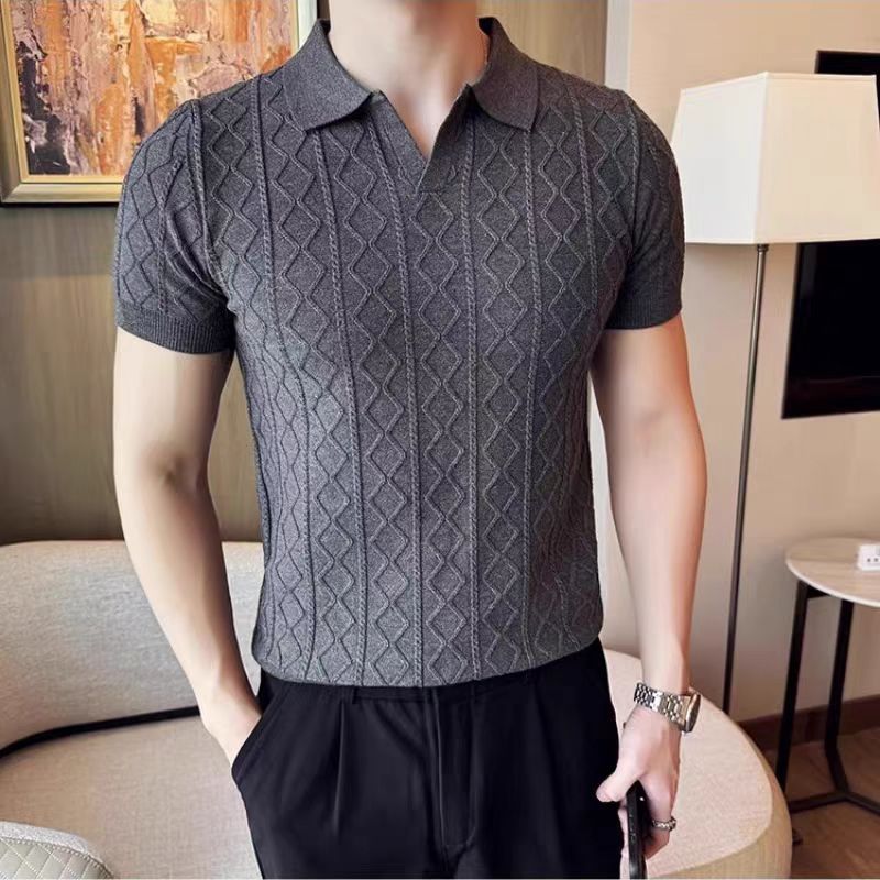 Turn-down collar short sleeves