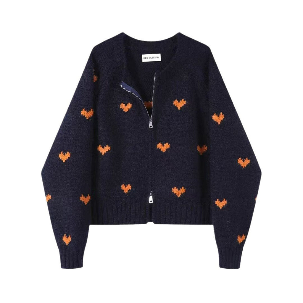 Heart Jacquard Knitted Cardigan