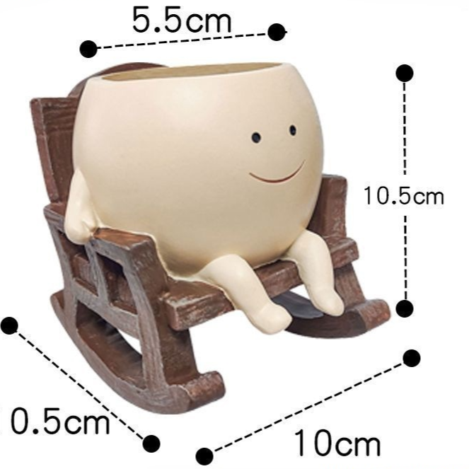 Creative Smiley Face Rocking Chair Flower Pot