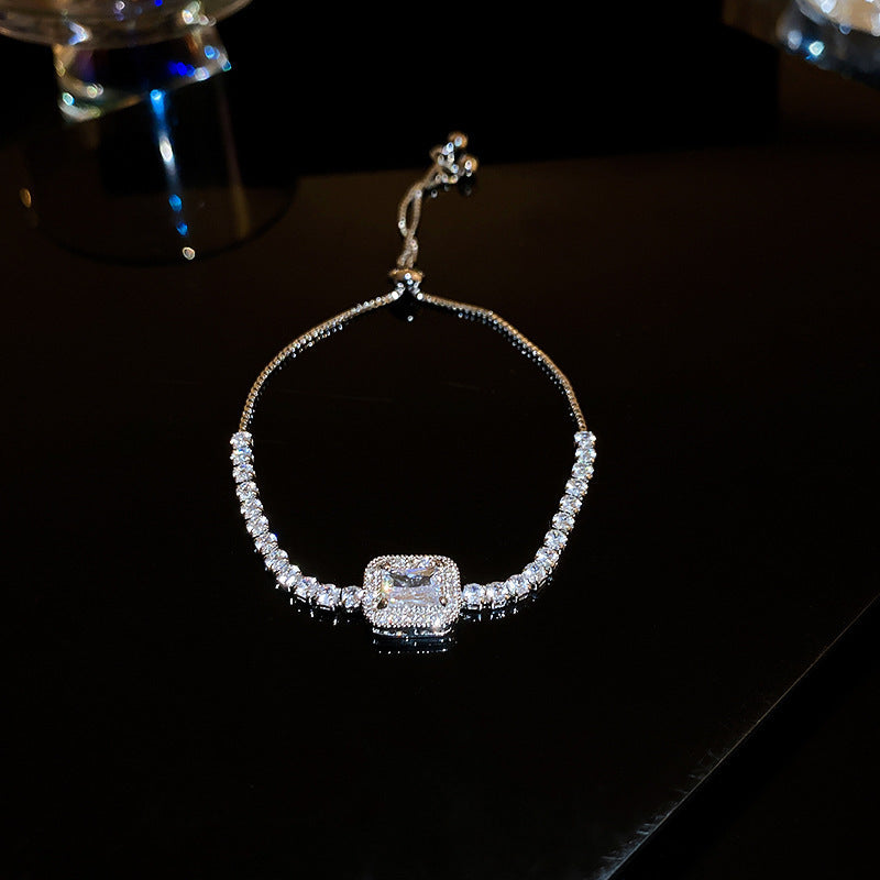 French Style Pink Zircon Flower Bracelet