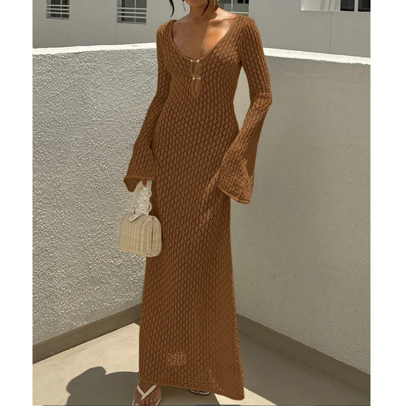Sheer-textured long dress