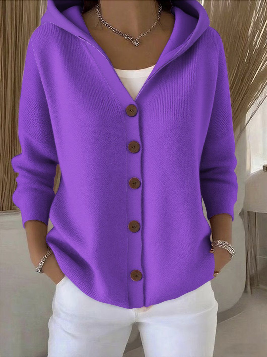 3D Printed Women's Fashion Hooded Thick-Knit Sweatshirt