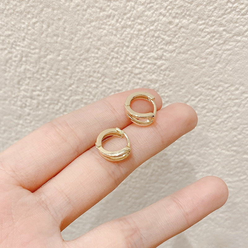 Lumineux Gold-Plated Zircon Stud Earrings