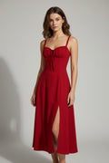 Floral Back Strap Maxi Dress — Burgundy