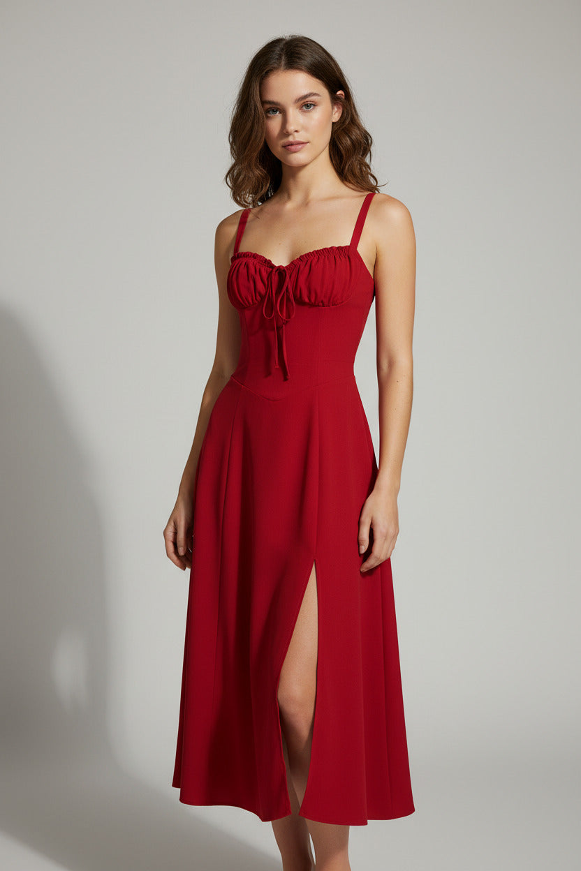Floral Back Strap Maxi Dress — Burgundy