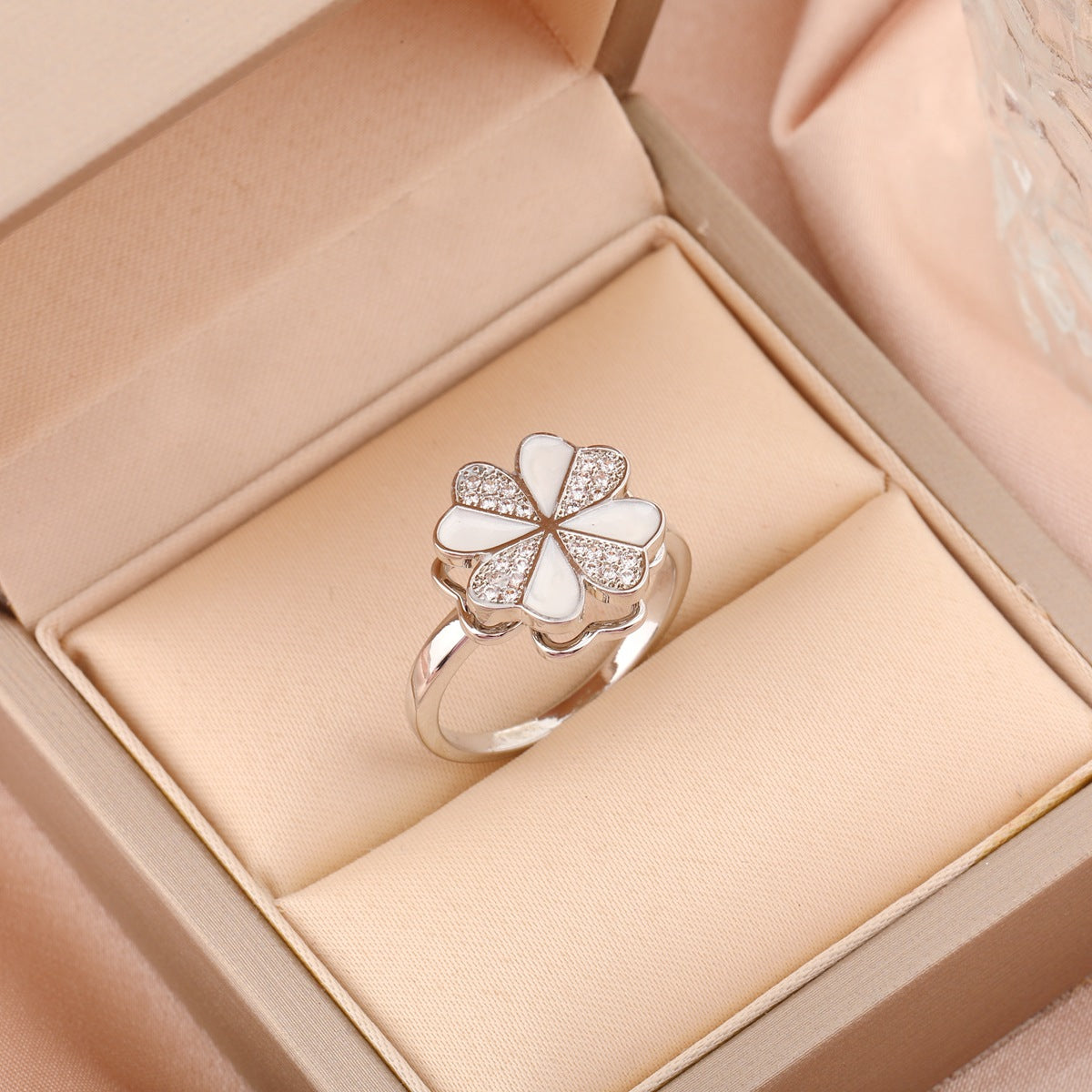 Adjustable Spinning Zircon Copper Ring