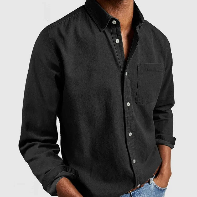 Men's Long Sleeve Turn-Down Collar Shirt in Multiple Colors