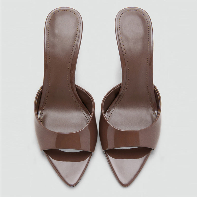Patent Leather High-Heeled Sandals