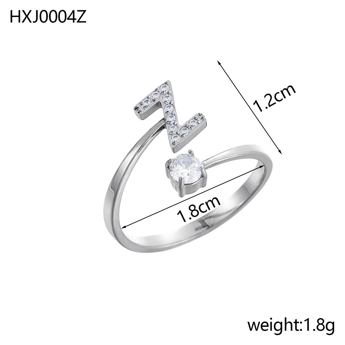 Letter Open Ring with Diamond Accents