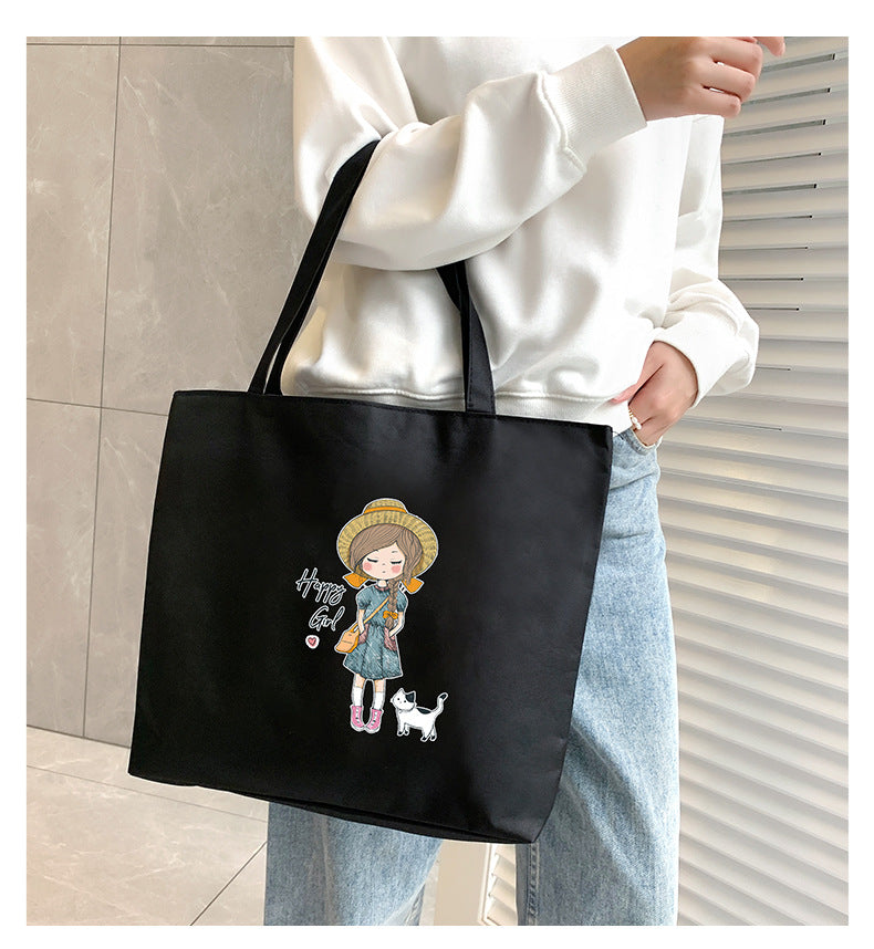 Canvas Tote Bag with Trendy Prints