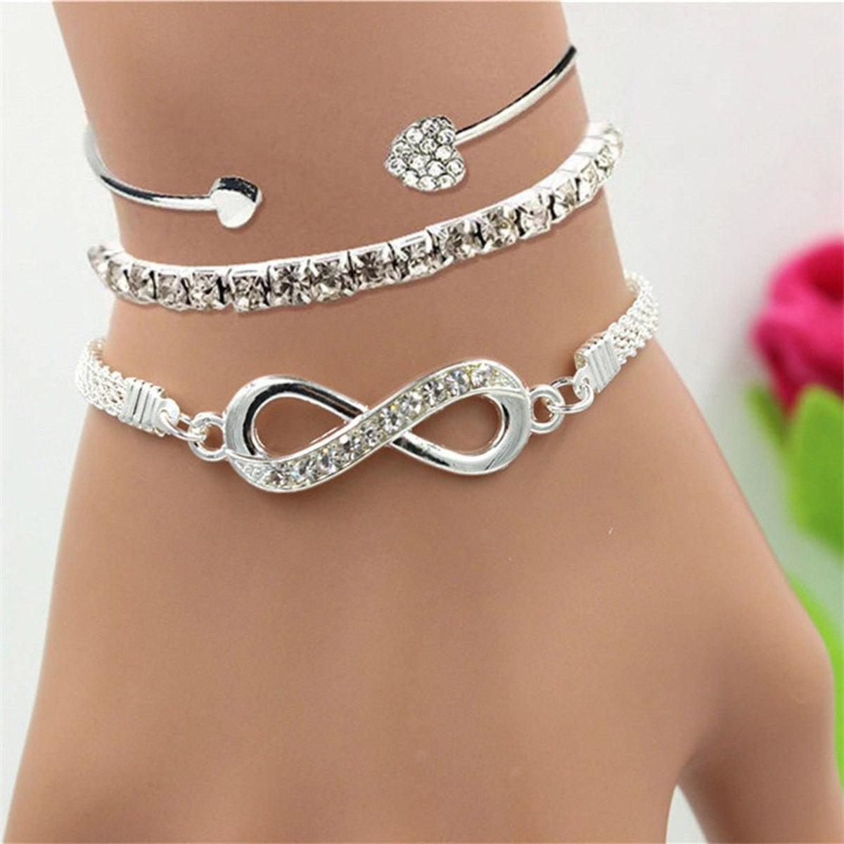 Geometric Heart Knot Bracelet Set