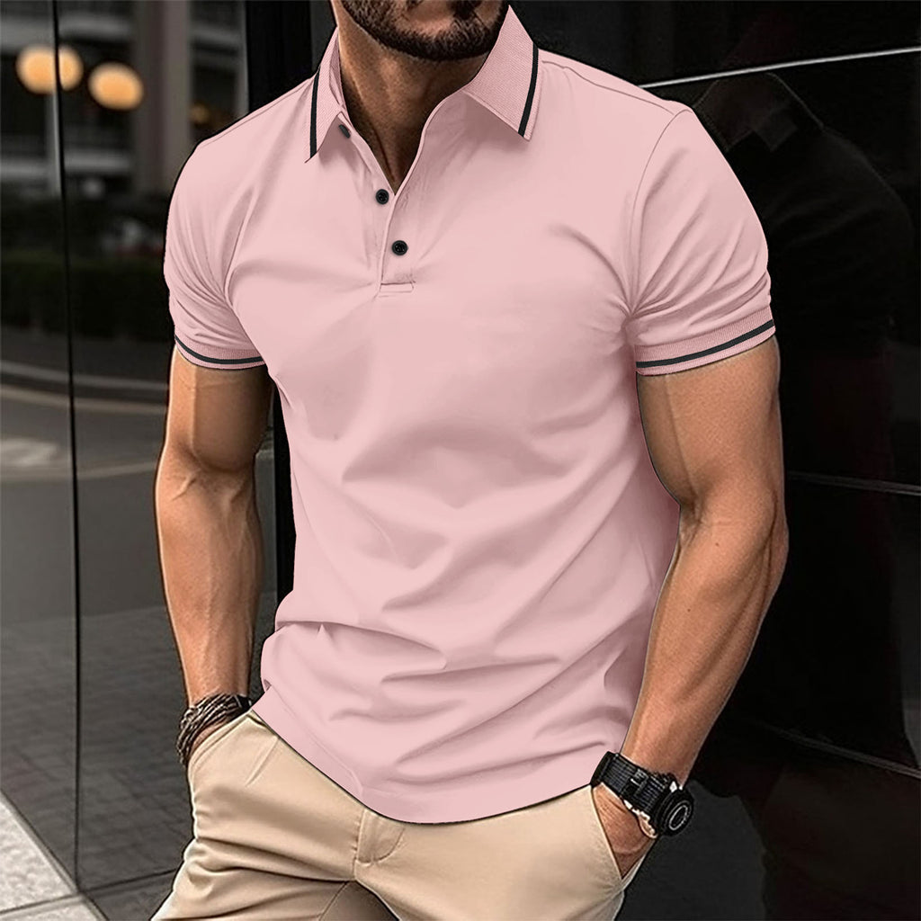 men's button rib collar sports polo shirt