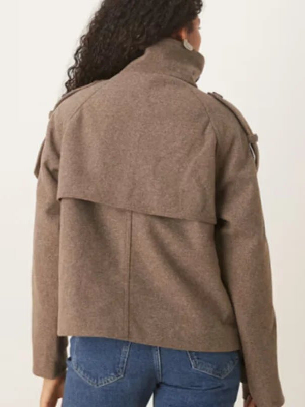 Womens Wool Blend Double Breasted Coat