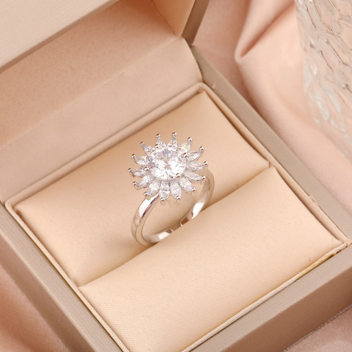 Adjustable Spinning Zircon Copper Ring