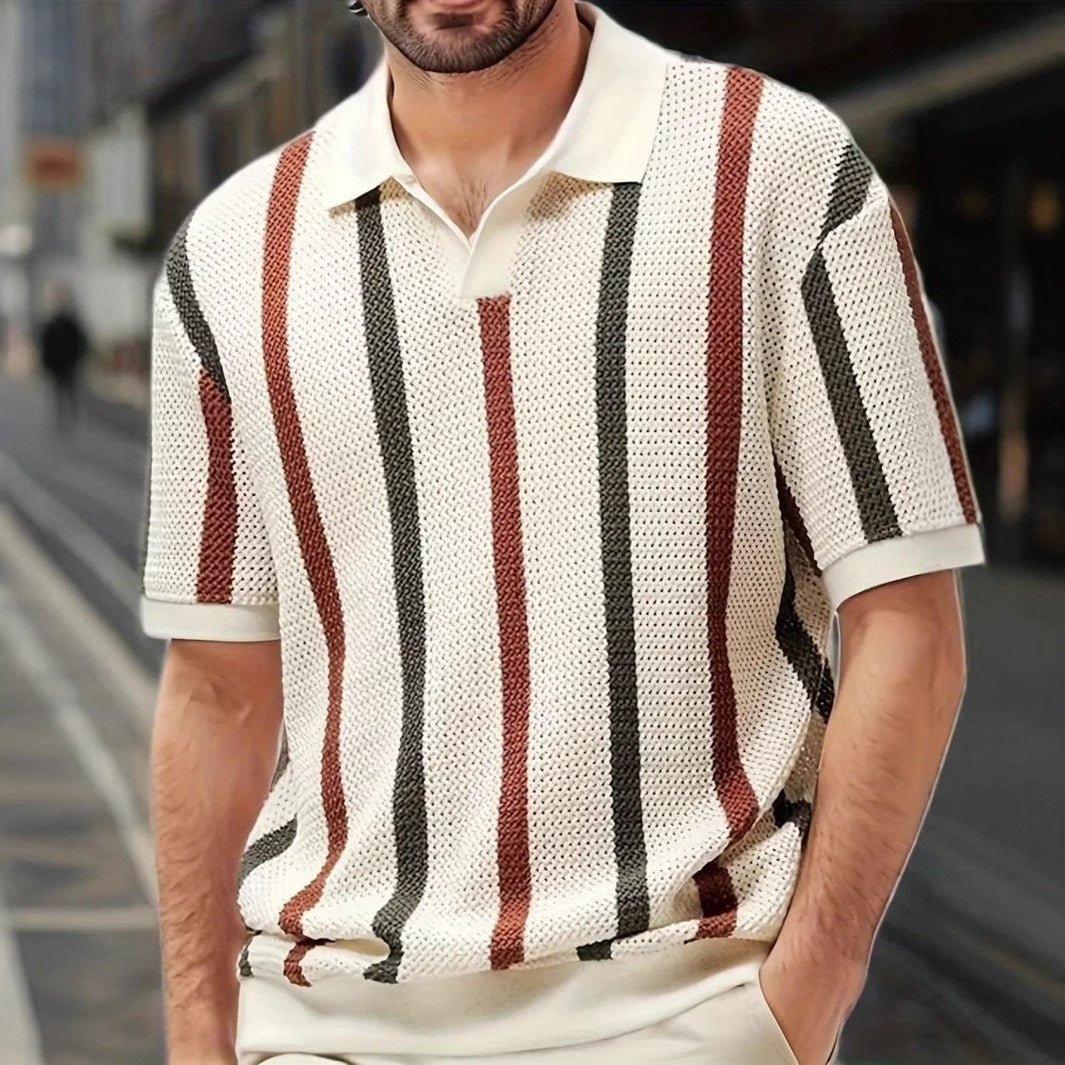 Geometric Color Block Polo Shirt