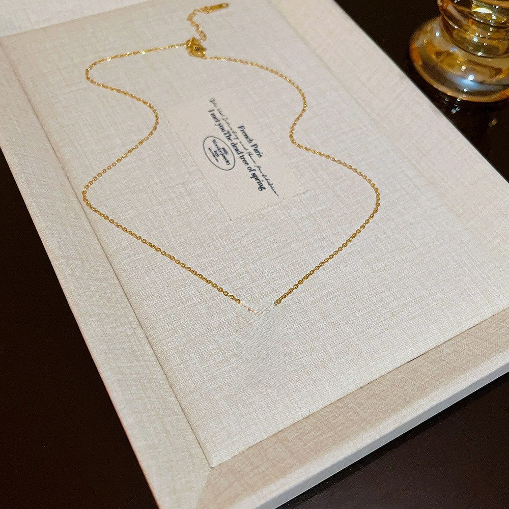 Titanium Steel Zircon Necklace with Geometric Pendant
