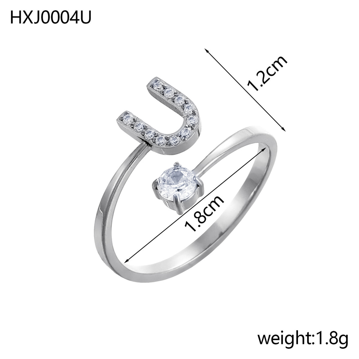 Letter Open Ring with Diamond Accents