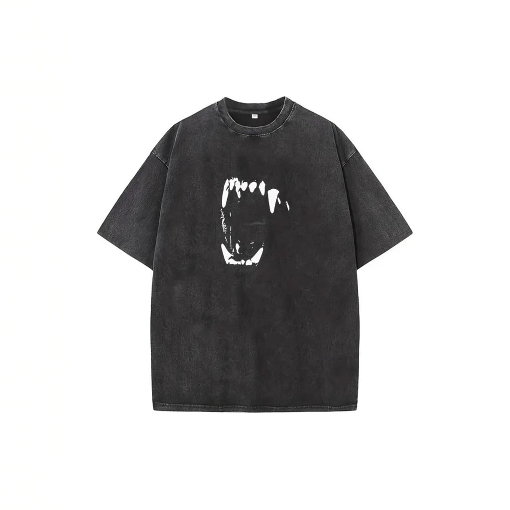 Men's Printed Cotton T-Shirt with Custom Tooth Pattern