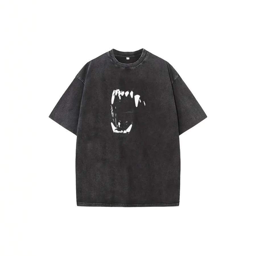 Men's Printed Cotton T-Shirt with Custom Tooth Pattern