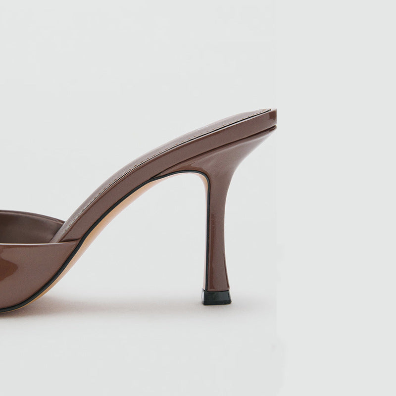 Patent Leather High-Heeled Sandals