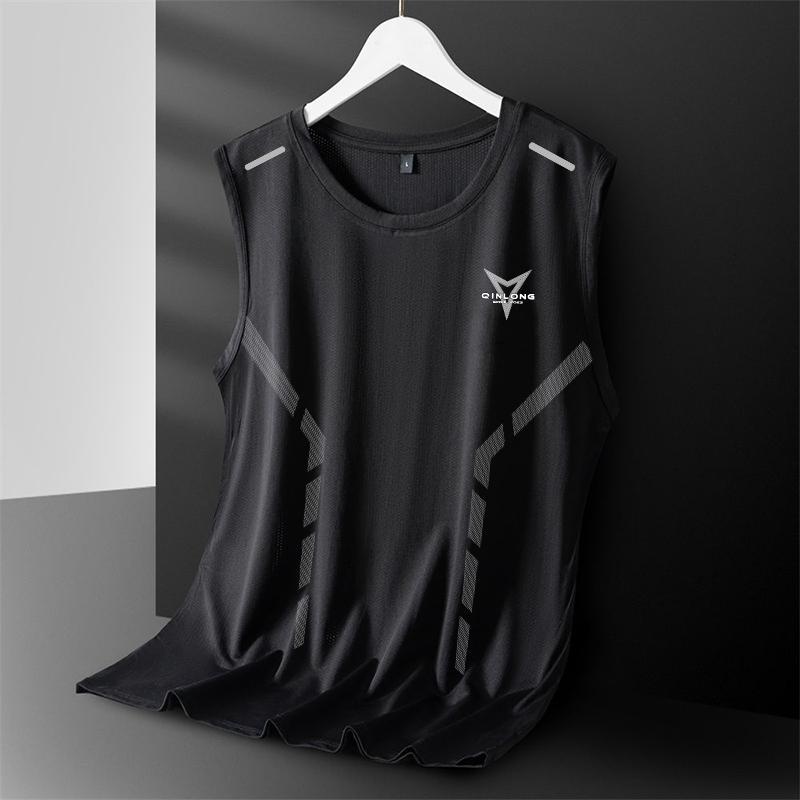 Men's Quick-Dry Mesh Sports Vest with Geometric Patterns