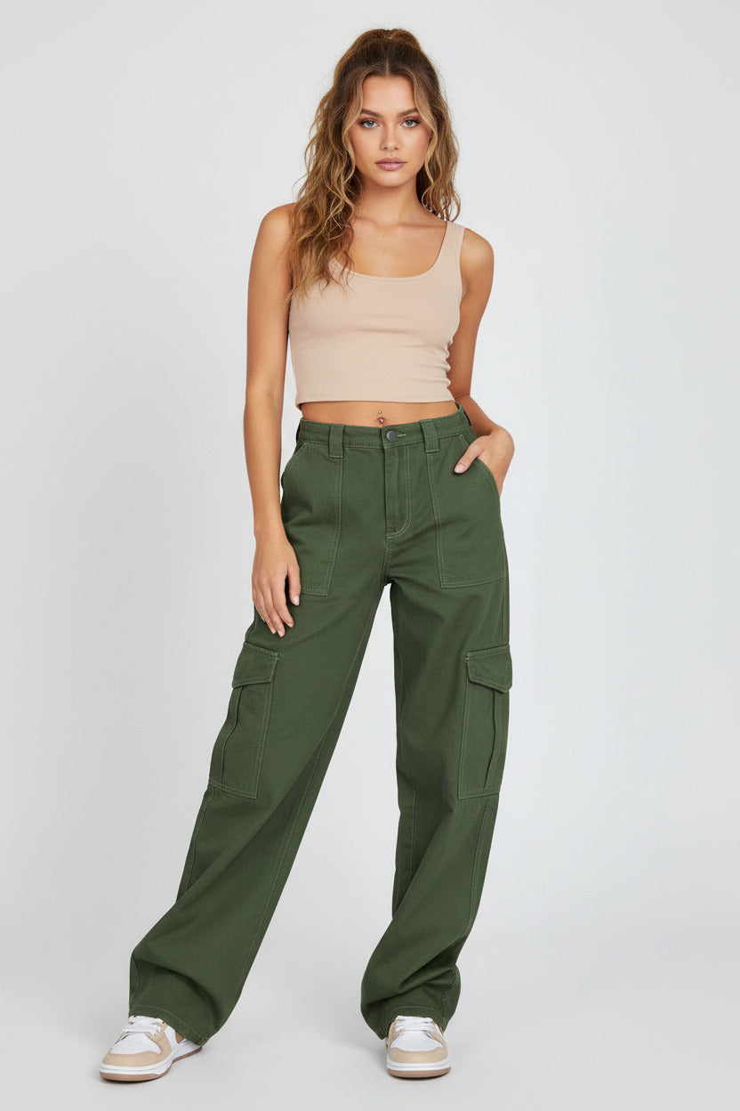 Straight Leg High Waist Denim Pants