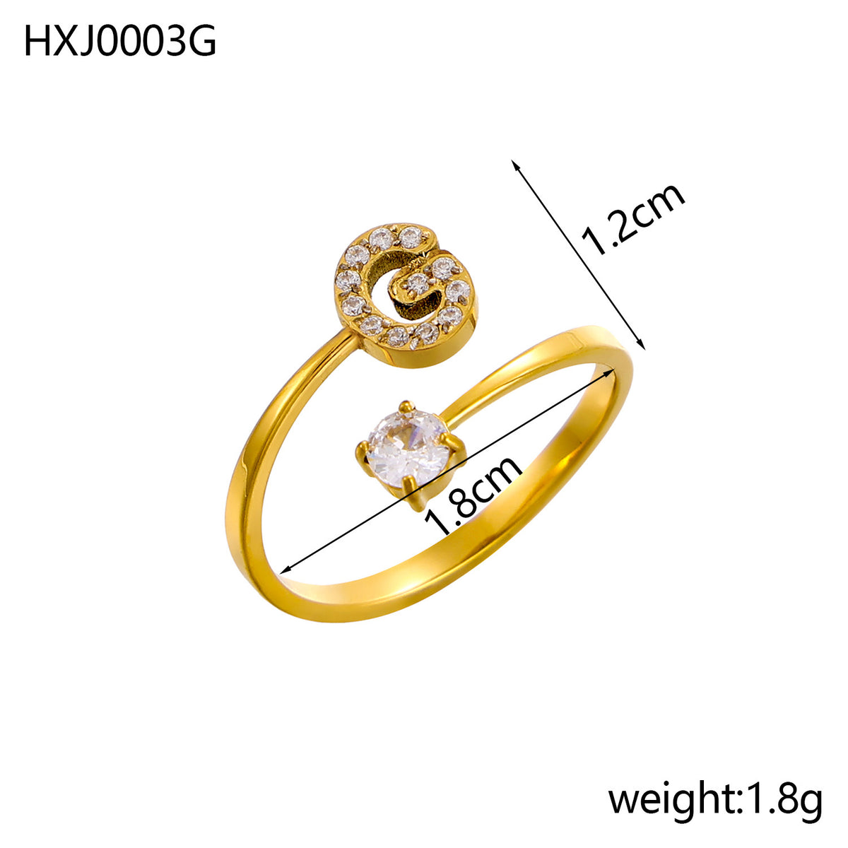 Letter Open Ring with Diamond Accents