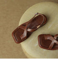 French Retro Thong Sandals Women Flat Square Toe