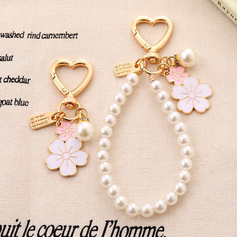 Pearl necklace pendant bag charm