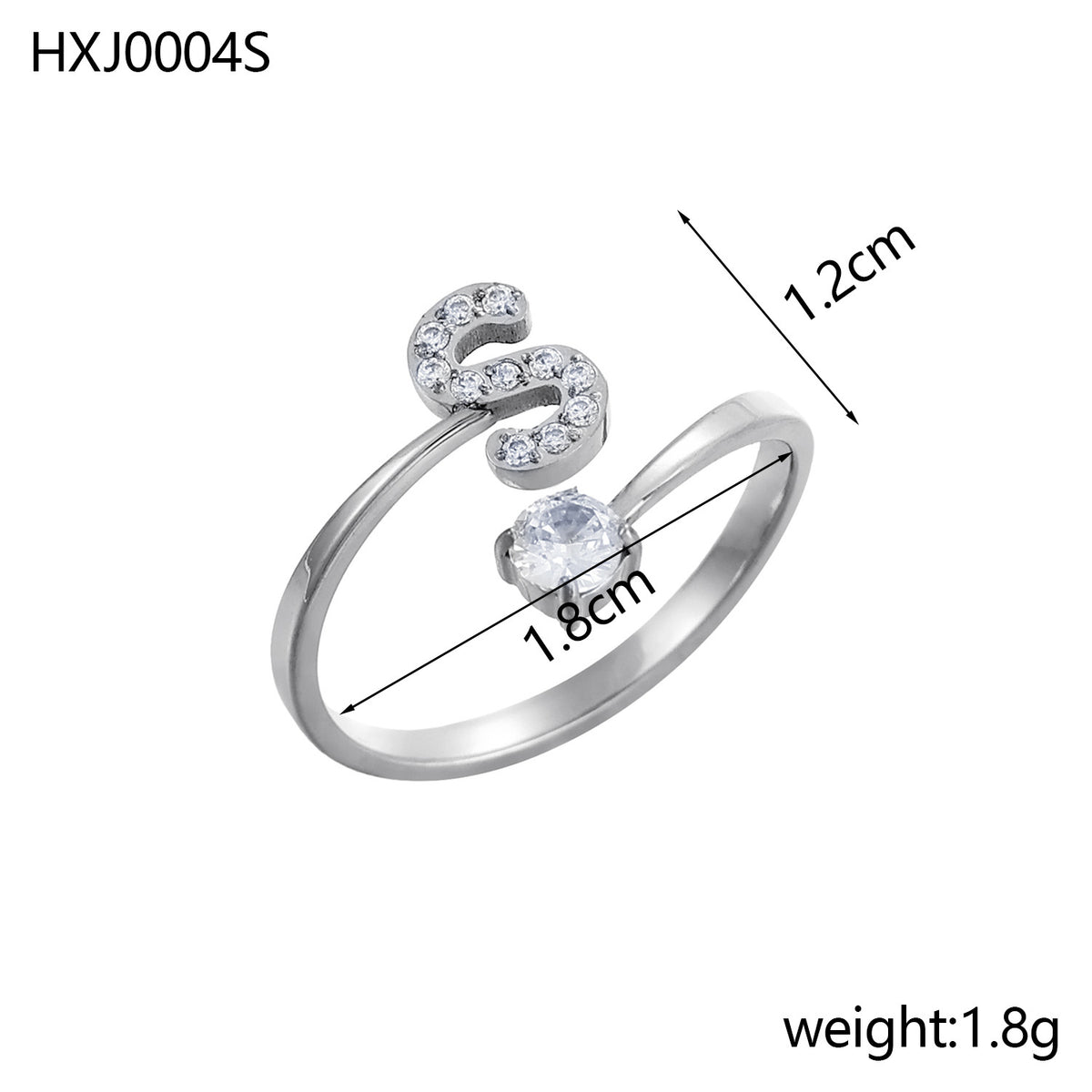 Letter Open Ring with Diamond Accents