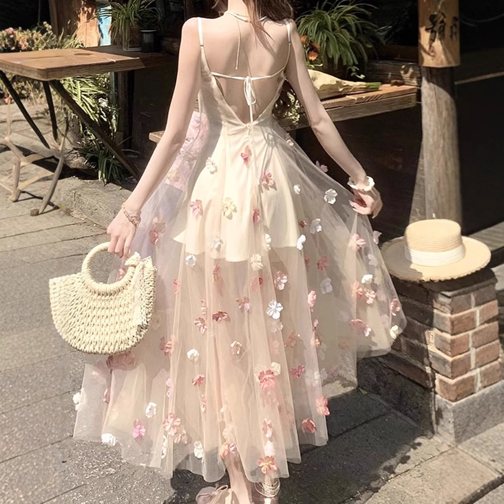 Garden French Romantic Floral Sling Dress