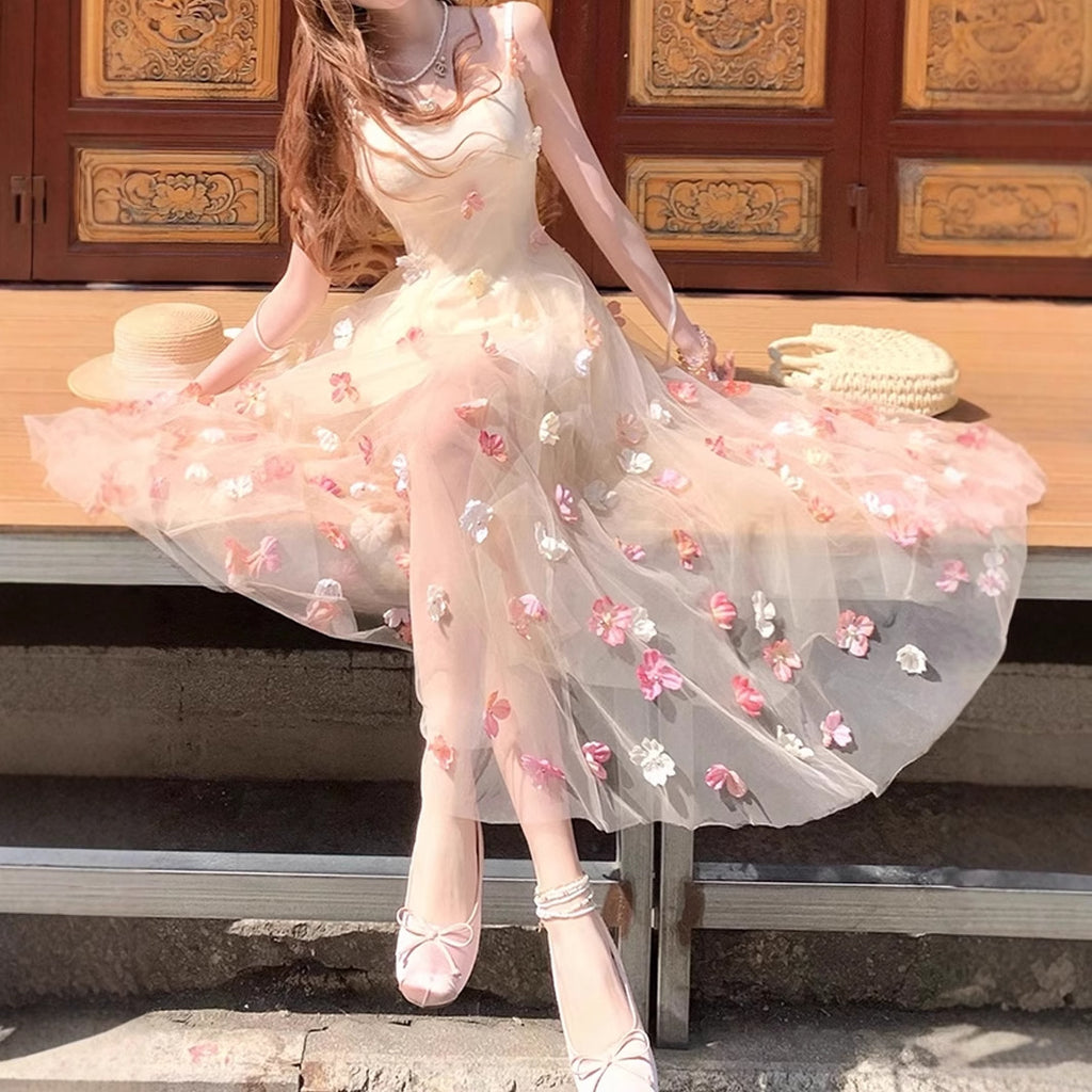 Garden French Romantic Floral Sling Dress