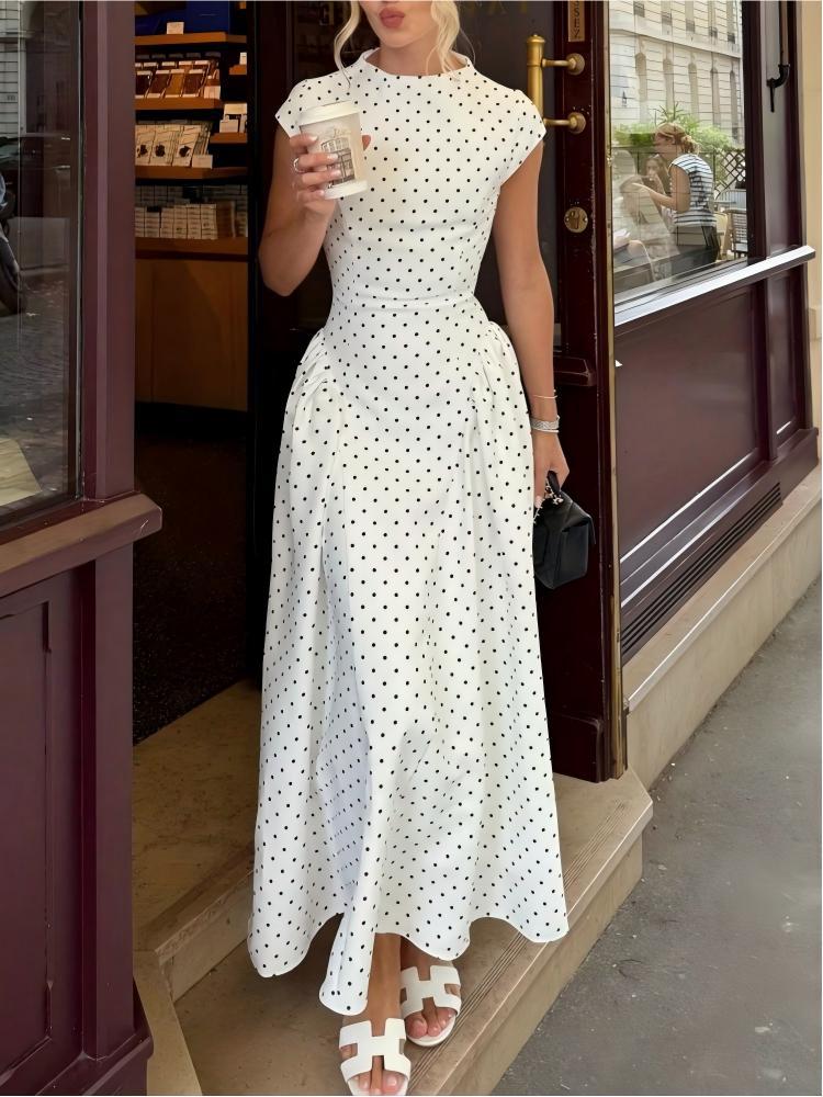 Retro Polka Dot Long Dress