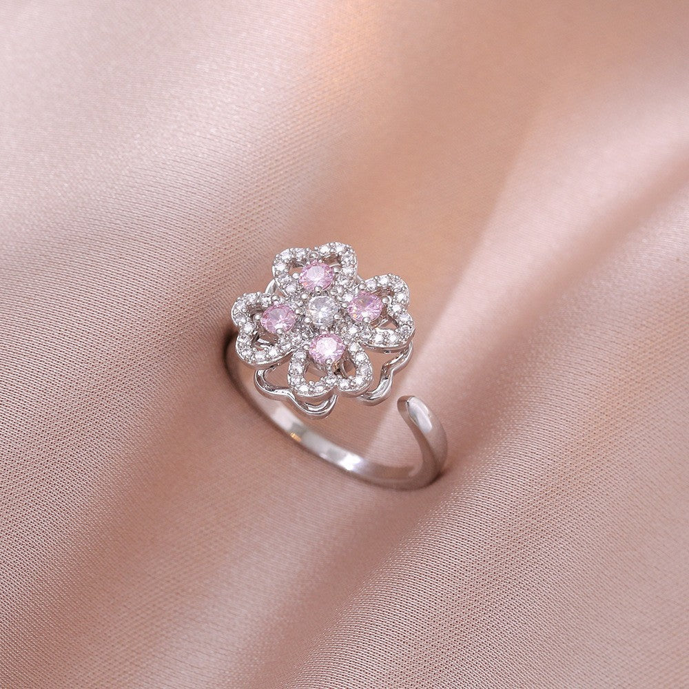 Adjustable Spinning Zircon Copper Ring