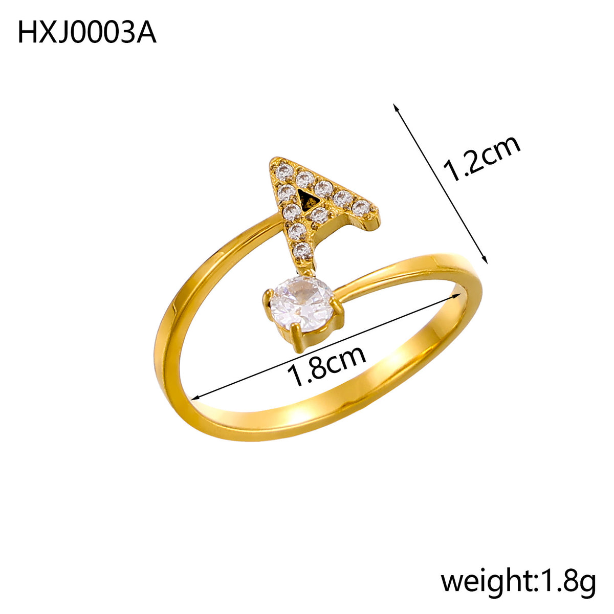Letter Open Ring with Diamond Accents